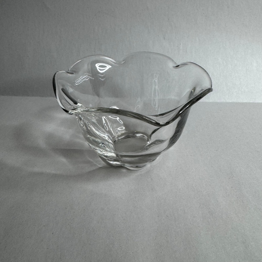 Duncan Miller Clear Glass Ruffled Scalloped Edge Mayo Bowl Small 5" Candy Dish
